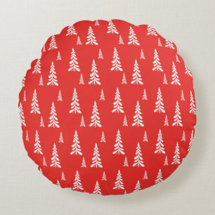 Coussins Ronds Simple Rouge Noël Xmas pin Motif neige
