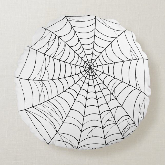 Coussins Ronds Simple Spider Web Cobweb Line Art Halloween (Devant)