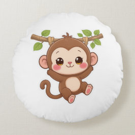 Coussins Ronds Singe Cute Kawaii