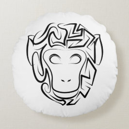 Coussins Ronds Singe tribal noir et blanc