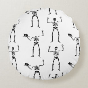 Coussins Ronds Skeletons D'Halloween, Baguette Ou Traite, Boo