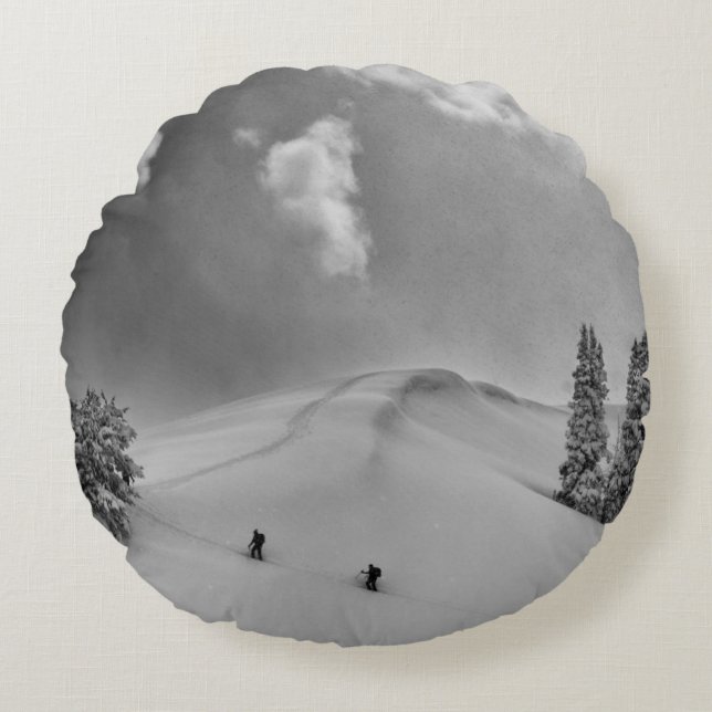 Coussins Ronds Ski de fond en poudre (Devant)