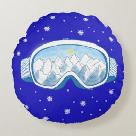 Coussins Ronds Ski Goggers Snowflake Dance