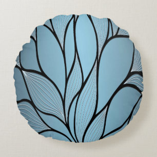 Coussins Ronds Sky Blue Hues Creative Leave Motif