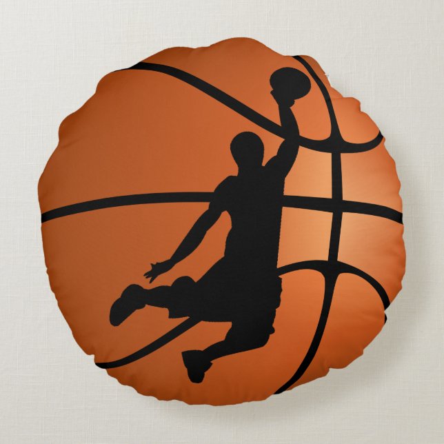 Coussins Ronds Slam Dunk Joueur de basket-ball (Dos)