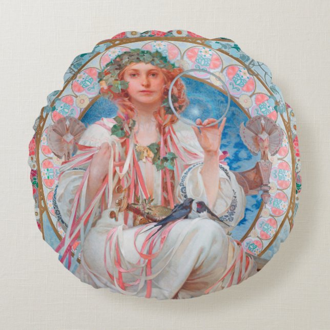 Coussins Ronds Slavia, Alphonse Mucha Jeu d'oreiller (Devant)