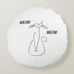 Coussins Ronds Slinky Black Cat Meow Meow Texte Personnalisé Yeux