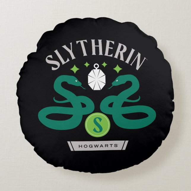 Coussins Ronds SLYTHERIN™ House Double Snake Locket Graphique (Devant)