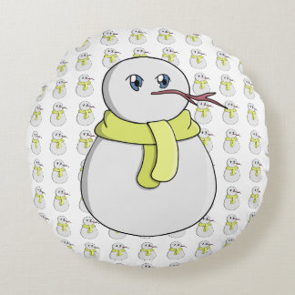 Coussins Ronds Snowman portant une écharpe jaune