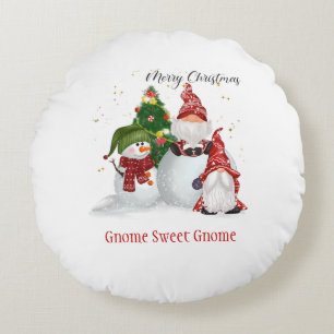 Coussins Ronds Snowmen Gnome Noël Gnome Sweet Gnome