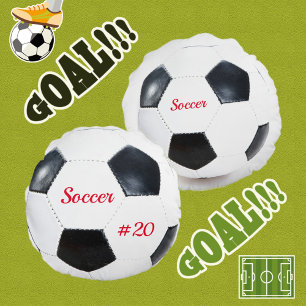 Coussins Ronds Soccer Ball Blanc et noir Football Sports Thème