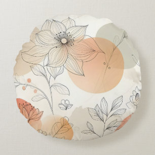 Coussins Ronds Soft Pastel Design botanique floral élégant