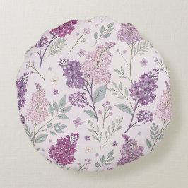 Coussins Ronds Soft Pink and Purple Lilac Floral Pattern
