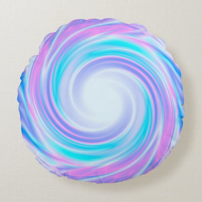 Coussins Ronds Soie ondulée satin multicolore rose violet bleu (Devant)