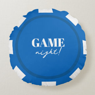 Coussins Ronds Soirée de jeu Jetons de poker bleus Fête