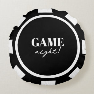 Coussins Ronds Soirée de jeu Jetons de Poker noirs Fête