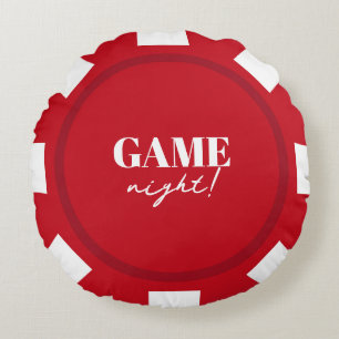 Coussins Ronds Soirée de jeu Jetons de poker rouges Fête