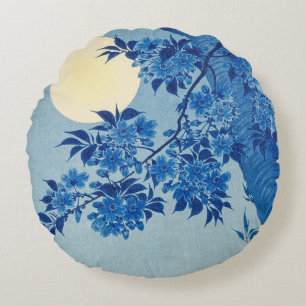 Coussins Ronds Soirée Lune Arbre Bleu Lune