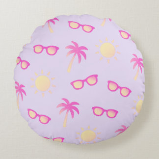 Coussins Ronds Soleil et palmiers