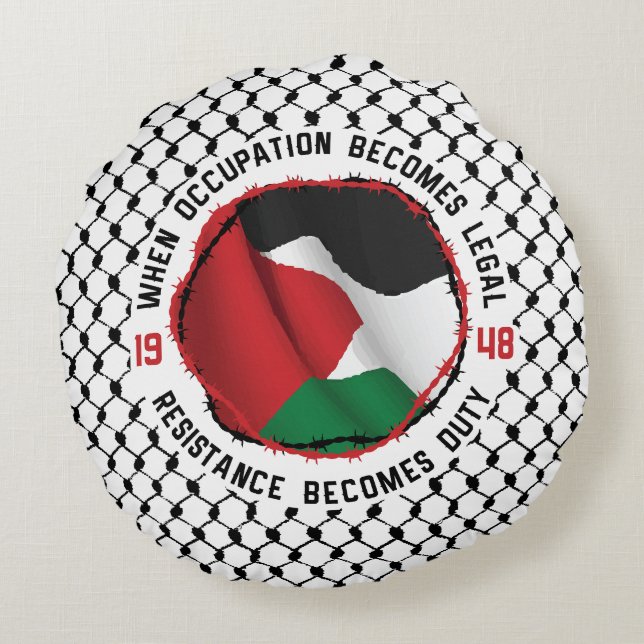 Coussins Ronds Solidarité palestinienne Résistance du Koufiya pal (Dos)
