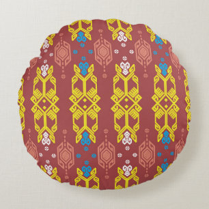 Coussins Ronds Songket Tenun Geometrik Motif sans couture avec Cr