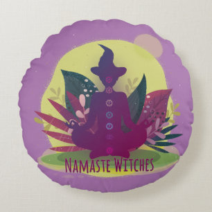 Coussins Ronds Sorcières Halloween Yoga Namaste