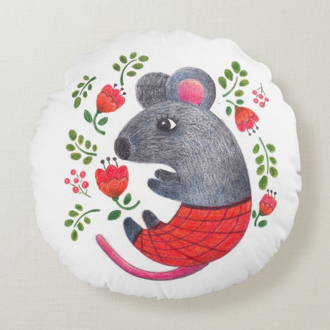 Coussins Ronds souris dessinée (Devant)