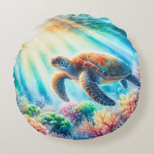 Coussins Ronds Sous la tortue de mer