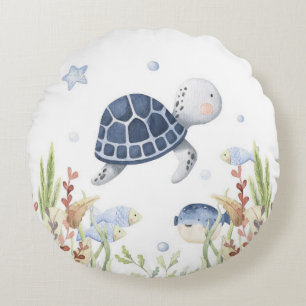 Coussins Ronds Sous le décor de la Nourriture de la Mer, Tortue