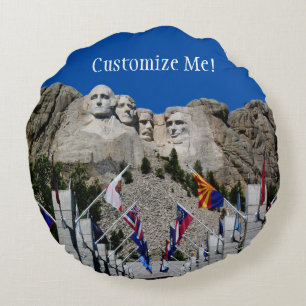 Coussins Ronds Souvenir photo personnalisable Mount Rushmore