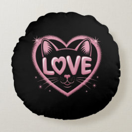 Coussins Ronds Sparkling Cat Love