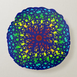 Coussins Ronds Spirale arc-en-ciel.
