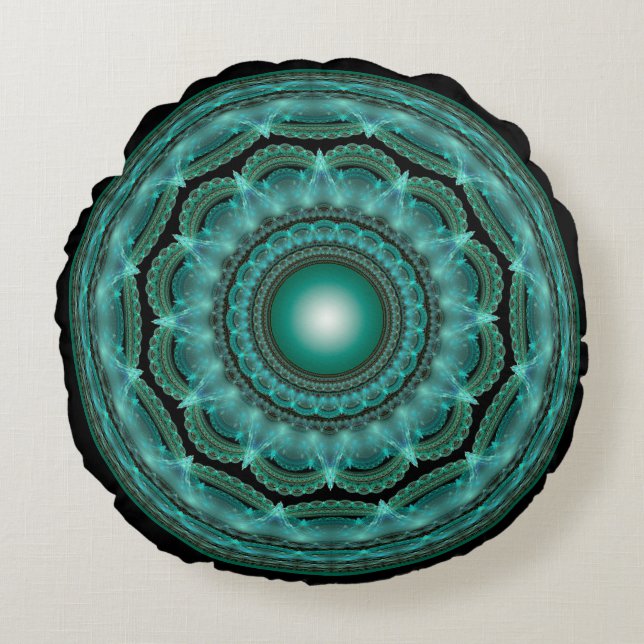 Coussins Ronds Splendide mandala fractal brillant (Devant)