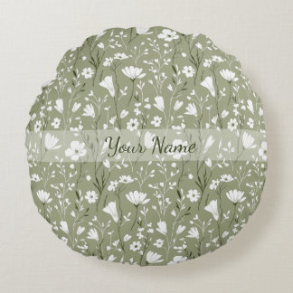 Coussins Ronds Spring Bobo Wildflowers Sage Green Personalized
