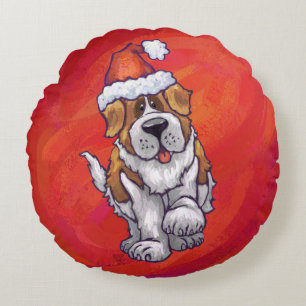 Coussins Ronds St Bernard Noël En Rouge