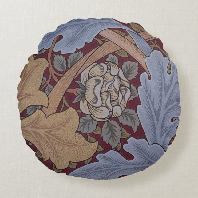 Coussins Ronds St. James Acanthus Leaf Motif par William Morris (Devant)
