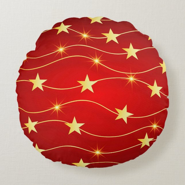 Coussins Ronds Star Adored Ruby Motif rouge (Devant)