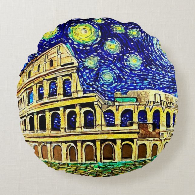 Coussins Ronds Starry Night Rome Italie (Devant)