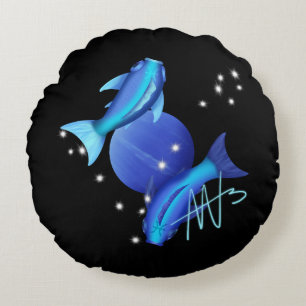 Coussins Ronds Starry Pisces Neptune Zodiac