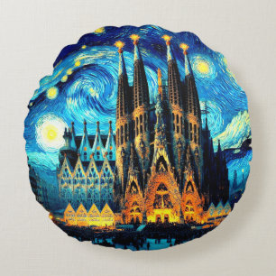 Coussins Ronds Starry Sagrada Familia Barcelona