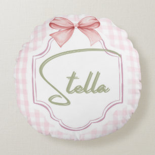 Coussins Ronds Stella personnalisée Baby Girl Nursery Bow&En vich