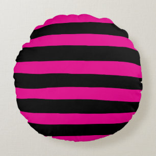 Coussins Ronds Stripes inégales - Magenta et noir