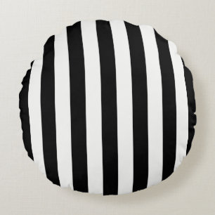 Coussins Ronds Stripes intemporelles noir et blanc