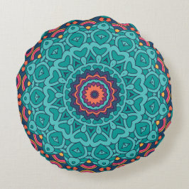 Coussins Ronds Style bleu et rose perse sans couture motif