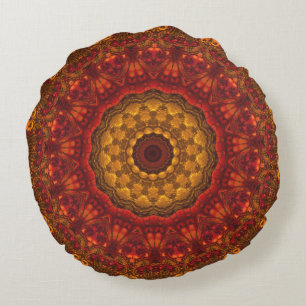 Coussins Ronds Style Luxe Automne Tons Mandala Design