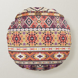 Coussins Ronds Style tribal coloré, motif dynamique et transparen