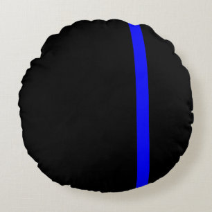 Coussins Ronds Style vertical Symbolique Ligne Bleue Mince