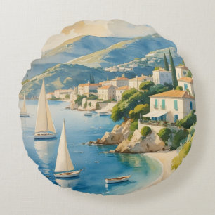 Coussins Ronds Style vintage Côte d'Azur Voyage en France