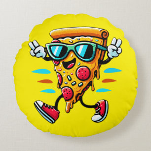 Coussins Ronds Stylish savoureux pizza slice caractère ajoute de