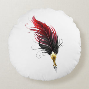 Coussins Ronds Stylo rouge en plumes avec nib or
